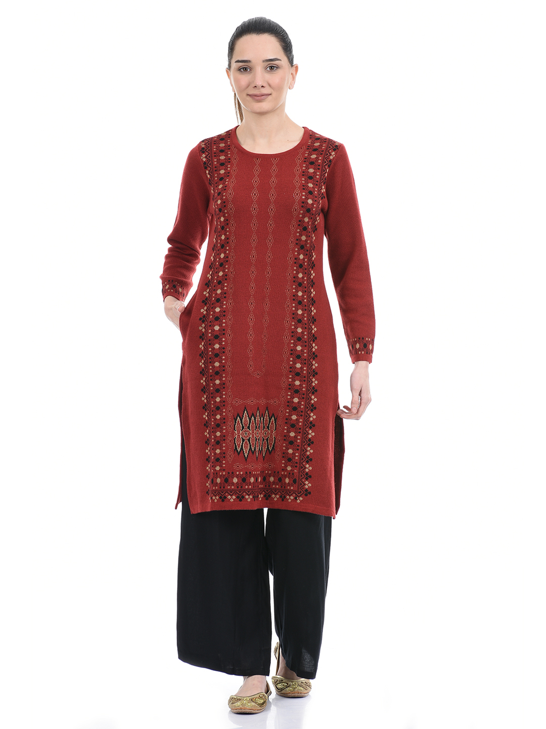 American Eye Women Casual Wear Maroon Kurta